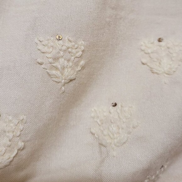 Folksong Lucknow Chikan Craft Tussar Silk Viscose Straight Pants XL NEW- Artisan - Picture 3 of 11